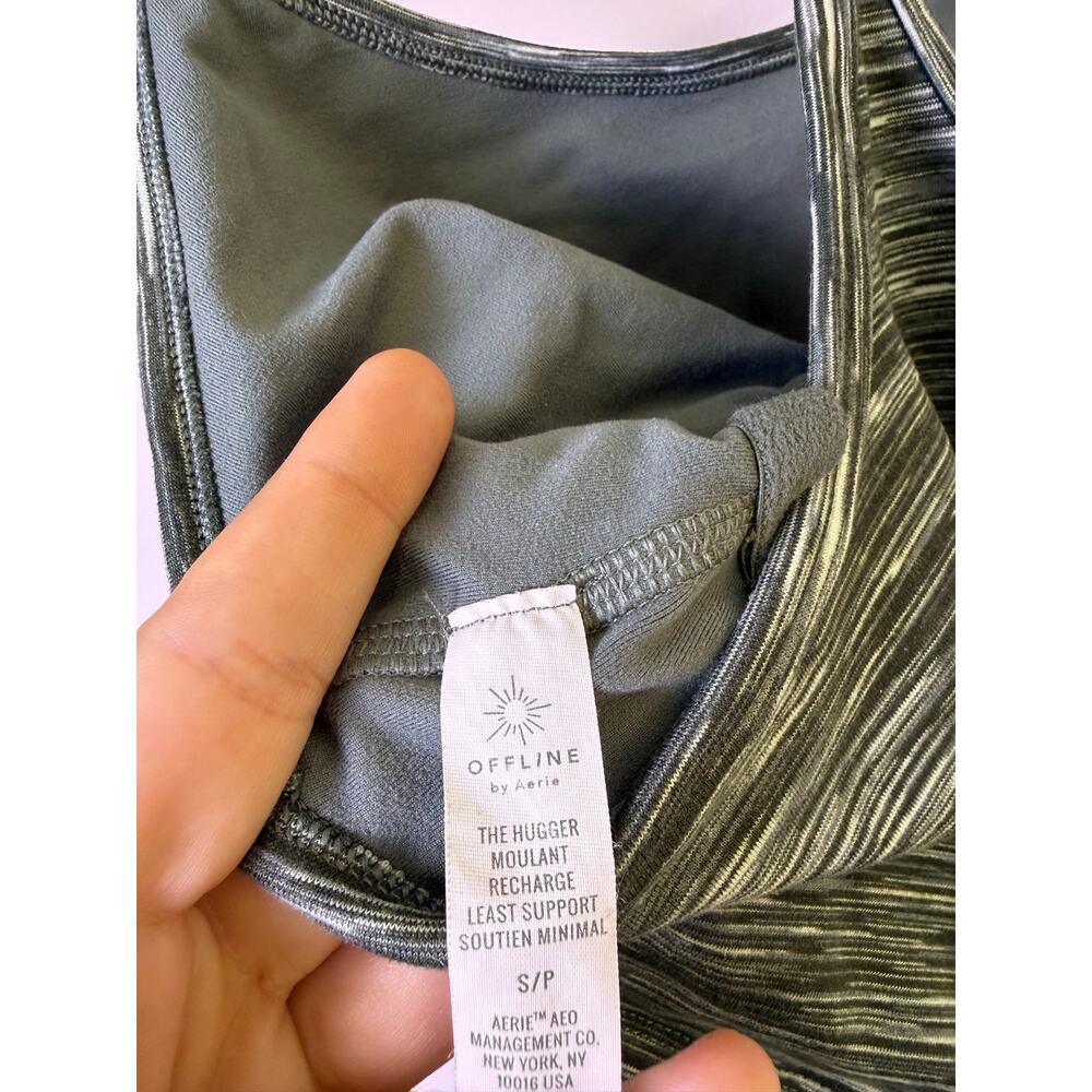 Aerie OFFLINE The Hugger Recharge Green Space Dye Longline Sports Bra Small - Picture 5 of 6